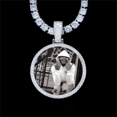 925S & VVS Moissanite 3D Circle Custom Picture Pendant