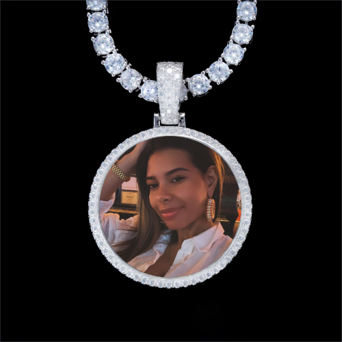 925S & VVS Moissanite 3D Circle Custom Picture Pendant