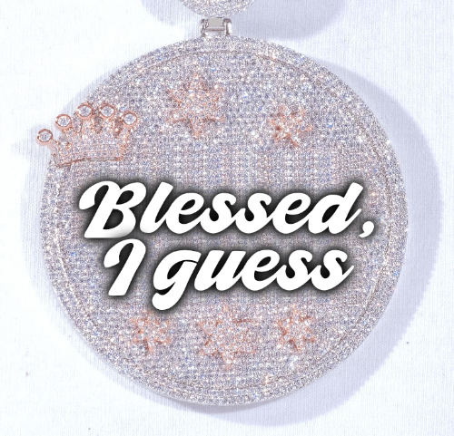 CUSTOM LETTER NECKLACE 3D BIG CROWN DISC