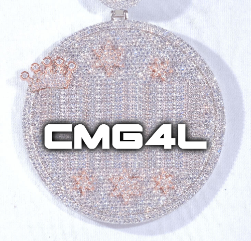 CUSTOM LETTER NECKLACE 3D BIG CROWN DISC
