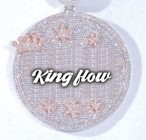 CUSTOM LETTER NECKLACE 3D BIG CROWN DISC