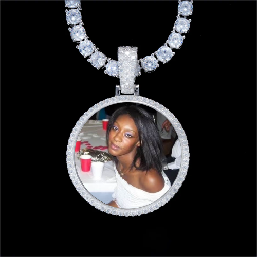 925S & VVS Moissanite 3D Circle Custom Picture Pendant