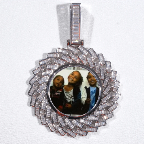 Large 3D Baguette Custom Picture Pendant