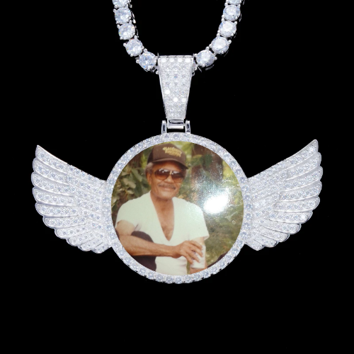 925S & VVS Moissanite 3D Wing Custom Picture Pendant