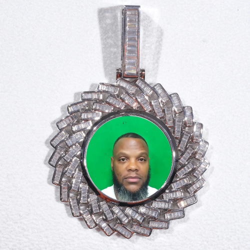 Large 3D Baguette Custom Picture Pendant