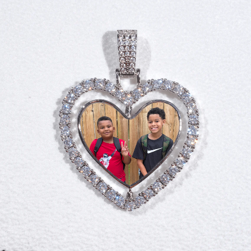 3D Spinning 2-Faced Heart Custom Picture Pendant