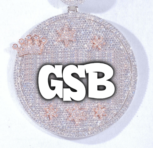 CUSTOM LETTER NECKLACE 3D BIG CROWN DISC