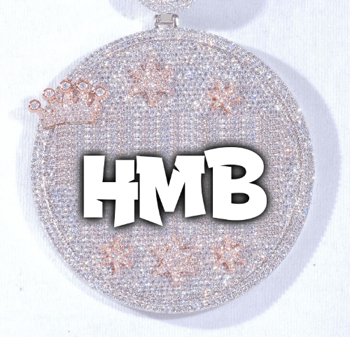 CUSTOM LETTER NECKLACE 3D BIG CROWN DISC