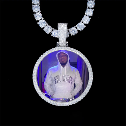 925S & VVS Moissanite 3D Circle Custom Picture Pendant
