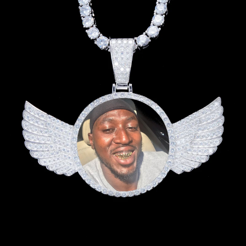 925S & VVS Moissanite 3D Wing Custom Picture Pendant