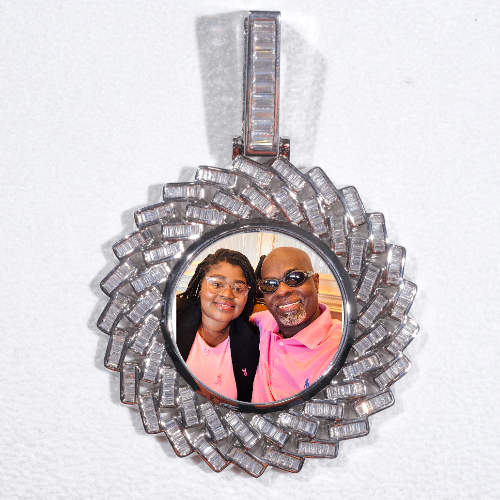 Large 3D Baguette Custom Picture Pendant