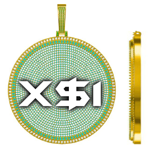 CUSTOM LETTER NECKLACE 3D BIG DISC
