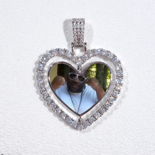 3D Spinning 2-Faced Heart Custom Picture Pendant