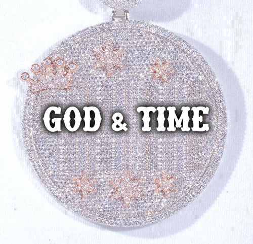 CUSTOM LETTER NECKLACE 3D BIG CROWN DISC