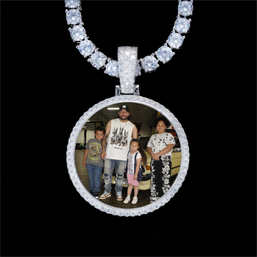 925S & VVS Moissanite 3D Circle Custom Picture Pendant