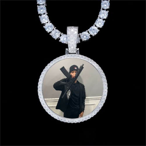 925S & VVS Moissanite 3D Circle Custom Picture Pendant