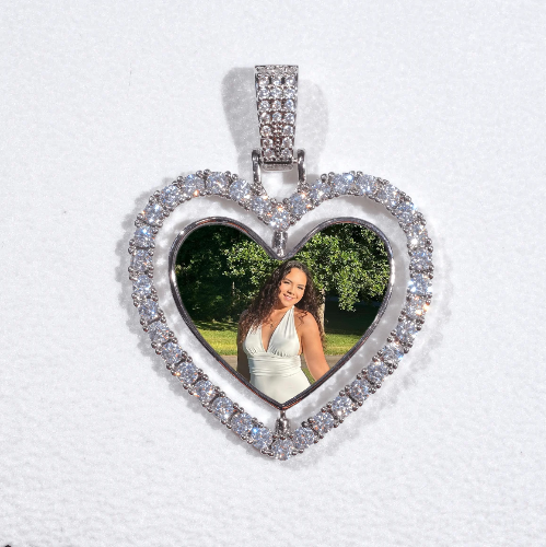 3D Spinning 2-Faced Heart Custom Picture Pendant