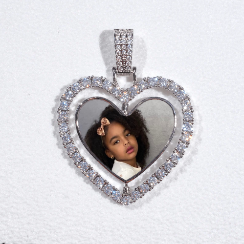 3D Spinning 2-Faced Heart Custom Picture Pendant