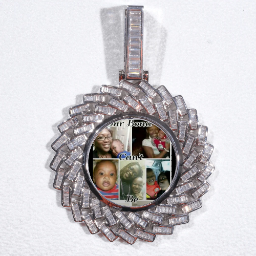 Large 3D Baguette Custom Picture Pendant