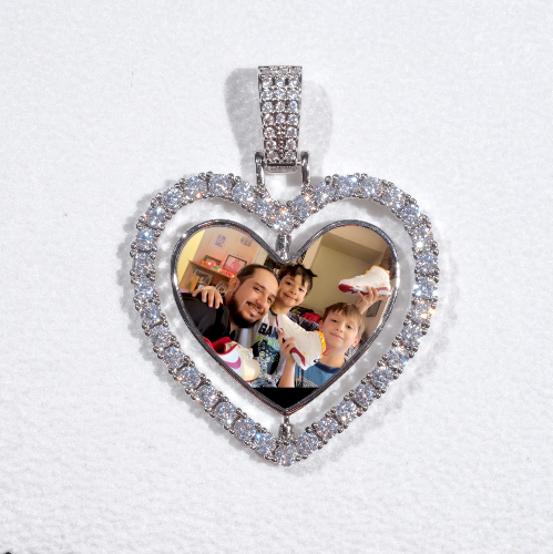 3D Spinning 2-Faced Heart Custom Picture Pendant