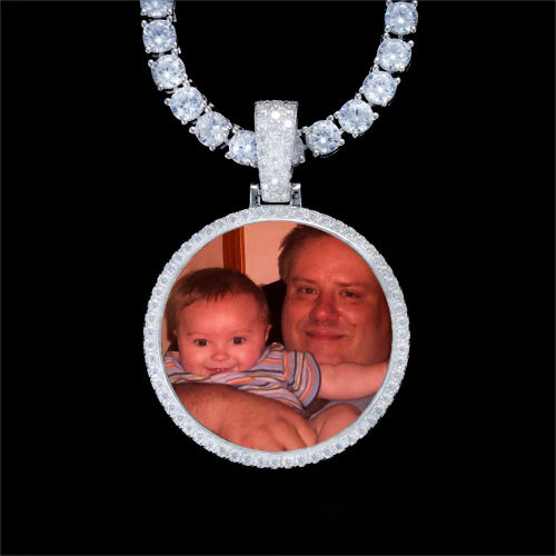 925S & VVS Moissanite 3D Circle Custom Picture Pendant