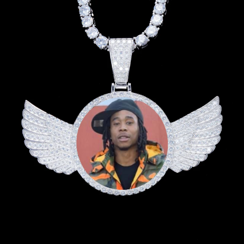 925S & VVS Moissanite 3D Wing Custom Picture Pendant