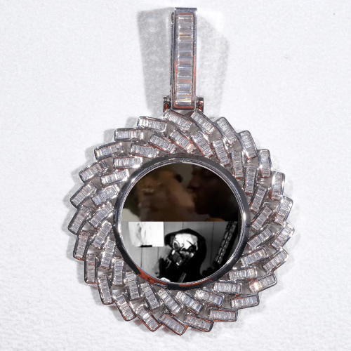 Large 3D Baguette Custom Picture Pendant