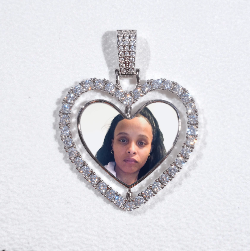 3D Spinning 2-Faced Heart Custom Picture Pendant