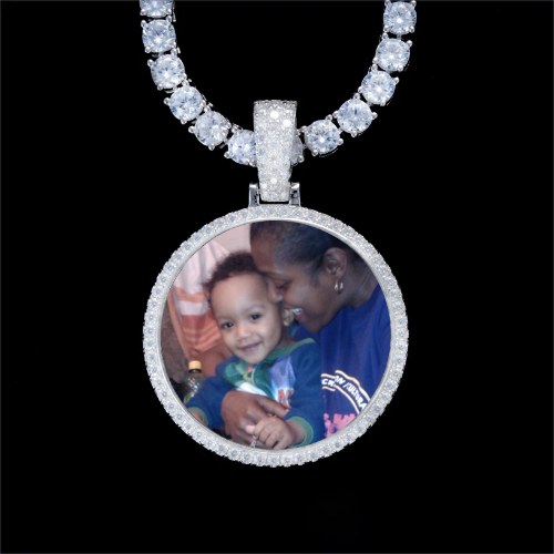 925S & VVS Moissanite 3D Circle Custom Picture Pendant