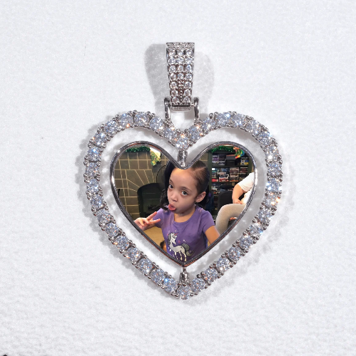 3D Spinning 2-Faced Heart Custom Picture Pendant