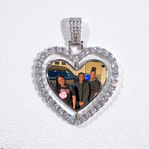 3D Spinning 2-Faced Heart Custom Picture Pendant