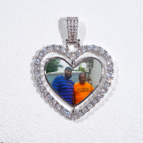 3D Spinning 2-Faced Heart Custom Picture Pendant
