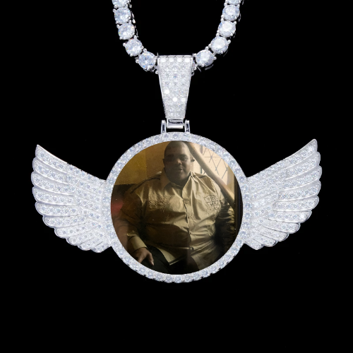 925S & VVS Moissanite 3D Wing Custom Picture Pendant