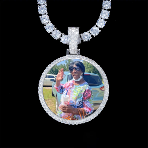 925S & VVS Moissanite 3D Circle Custom Picture Pendant