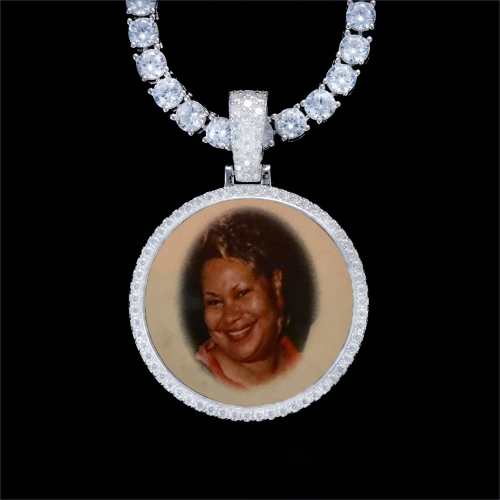 925S & VVS Moissanite 3D Circle Custom Picture Pendant