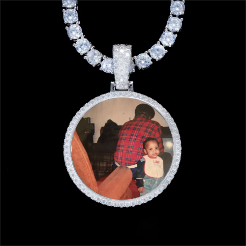 925S & VVS Moissanite 3D Circle Custom Picture Pendant