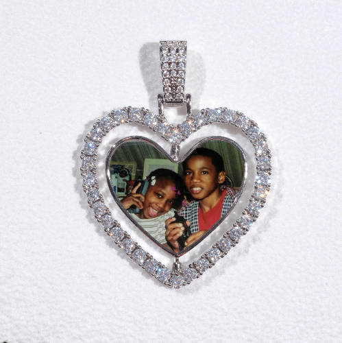 3D Spinning 2-Faced Heart Custom Picture Pendant