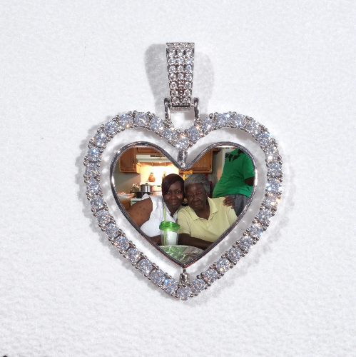 3D Spinning 2-Faced Heart Custom Picture Pendant