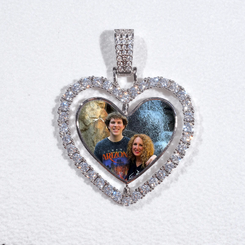 3D Spinning 2-Faced Heart Custom Picture Pendant