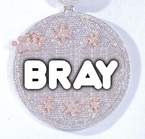 CUSTOM LETTER NECKLACE 3D BIG CROWN DISC