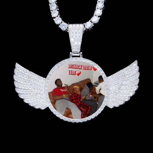 925S & VVS Moissanite 3D Wing Custom Picture Pendant
