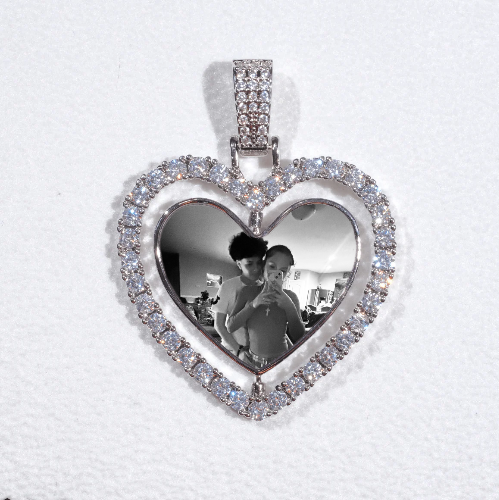 3D Spinning 2-Faced Heart Custom Picture Pendant
