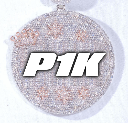 CUSTOM LETTER NECKLACE 3D BIG CROWN DISC