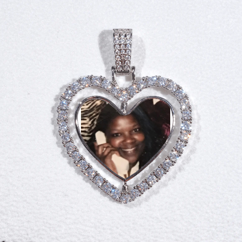 3D Spinning 2-Faced Heart Custom Picture Pendant