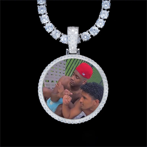 925S & VVS Moissanite 3D Circle Custom Picture Pendant