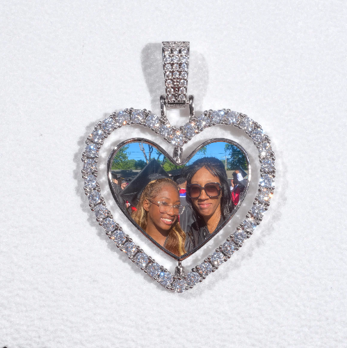 3D Spinning 2-Faced Heart Custom Picture Pendant
