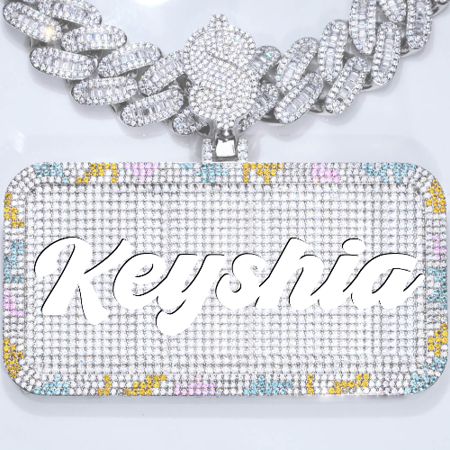 CUSTOM LETTER NECKLACE 3D COLORFUL SQUARE