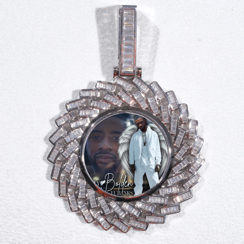 Large 3D Baguette Custom Picture Pendant