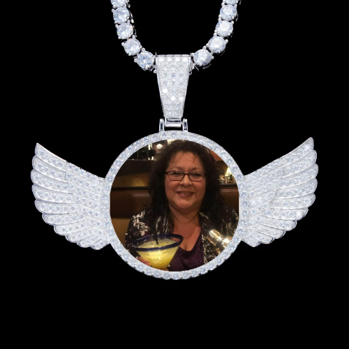 925S & VVS Moissanite 3D Wing Custom Picture Pendant