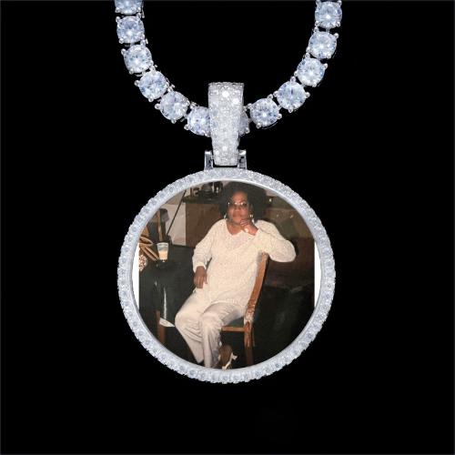 925S & VVS Moissanite 3D Circle Custom Picture Pendant